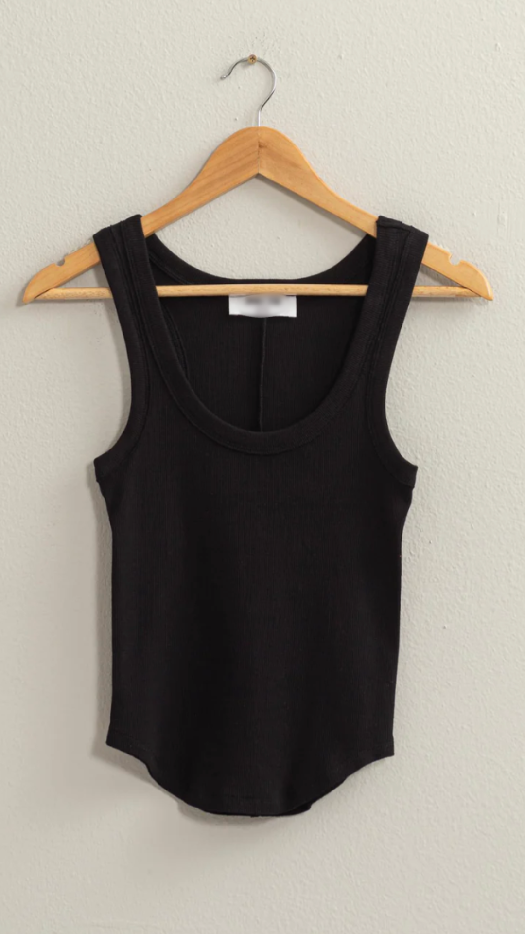 Black Ribbed Round Neck Tank