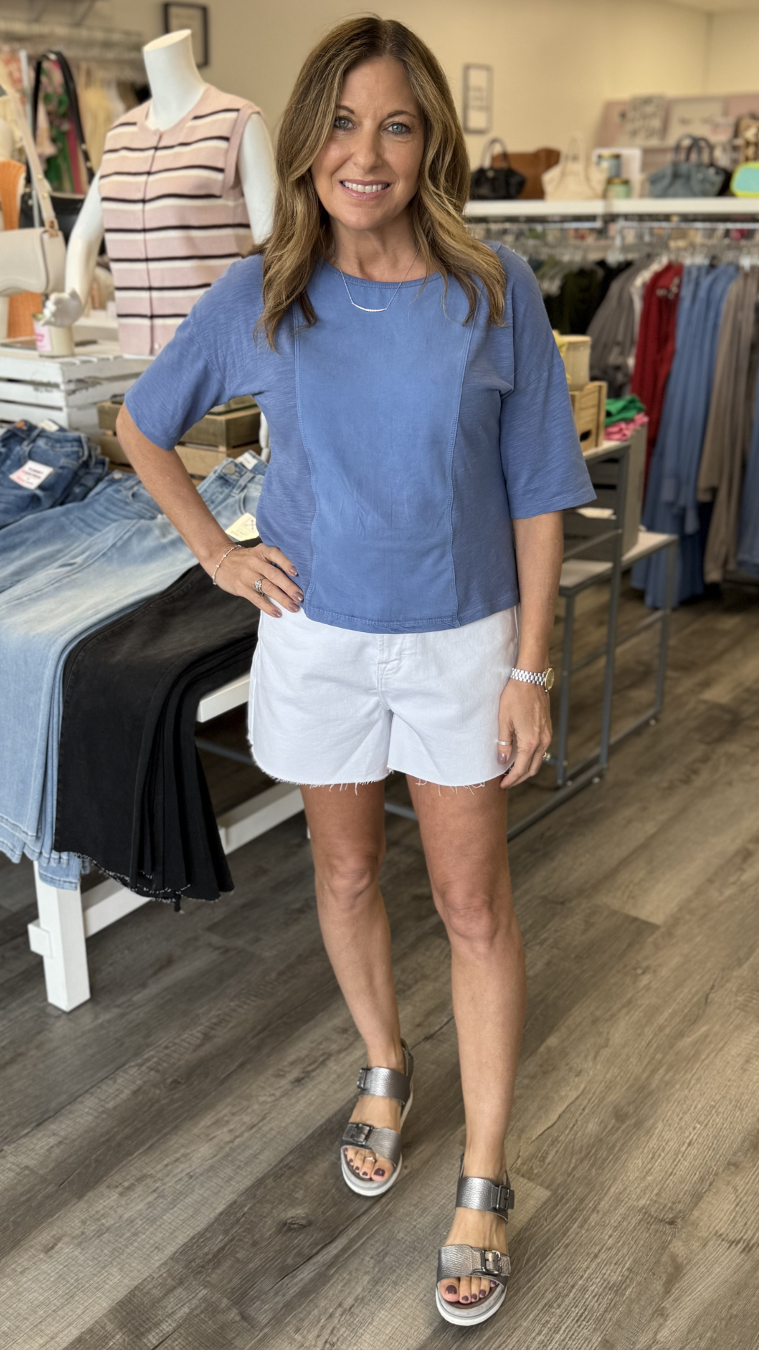 Shasta Lake Lino Twill Jersey Boat Neck Tee