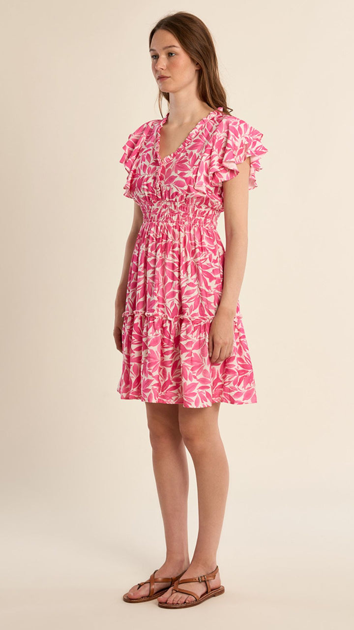 Pink Petal Flutter Sleeve Dress
