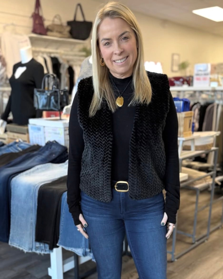 Black Suede Belt With Organic Shape Buckle