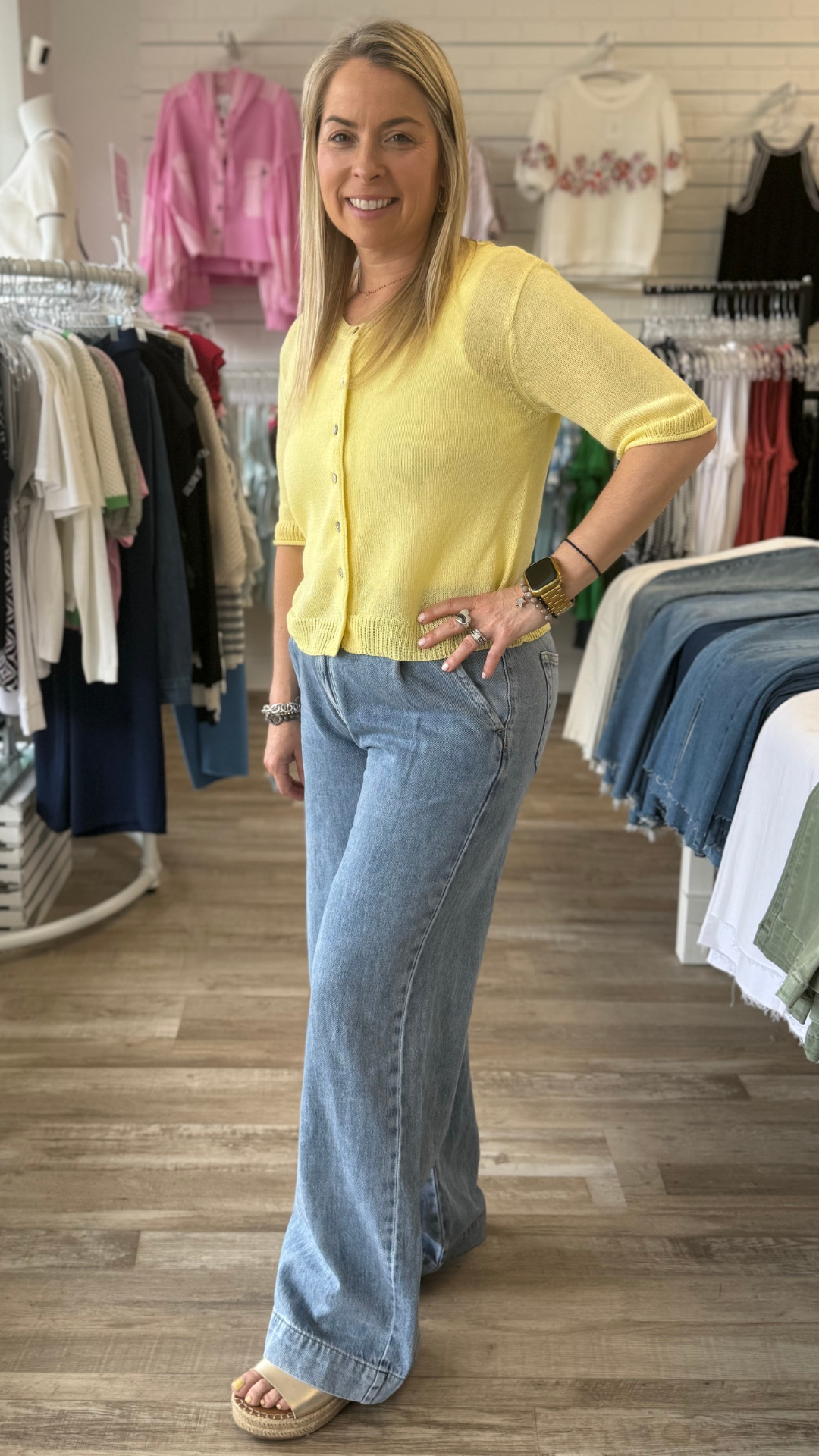 High Rise Light Wash Drapey Relaxed Trouser Jeans