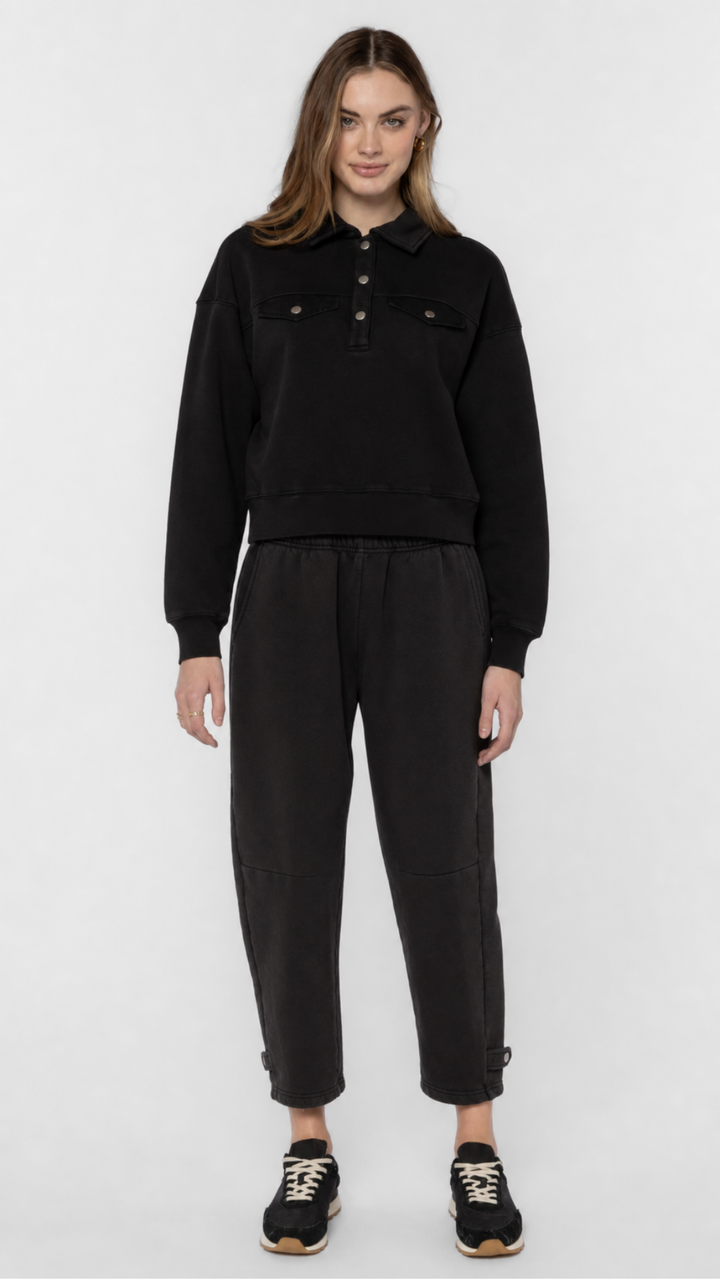 Pop Over French Terry Sweatshirt And Barrel Pants Set