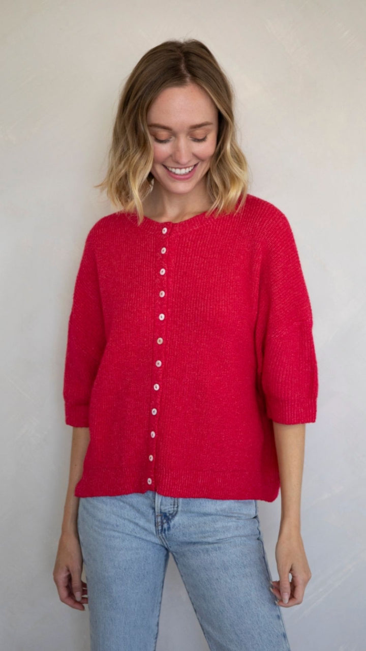 Red Buttoned Cardigan