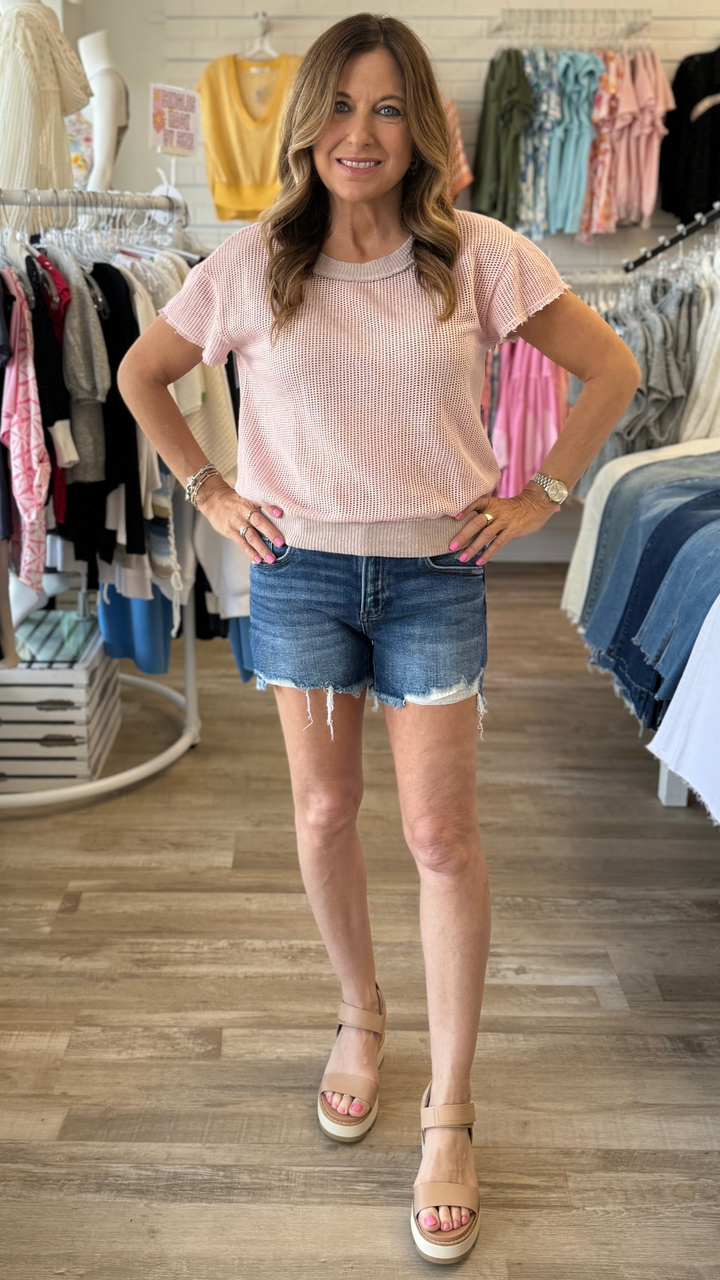 Low Rise Dark Wash Pikaboo Lining Shorts