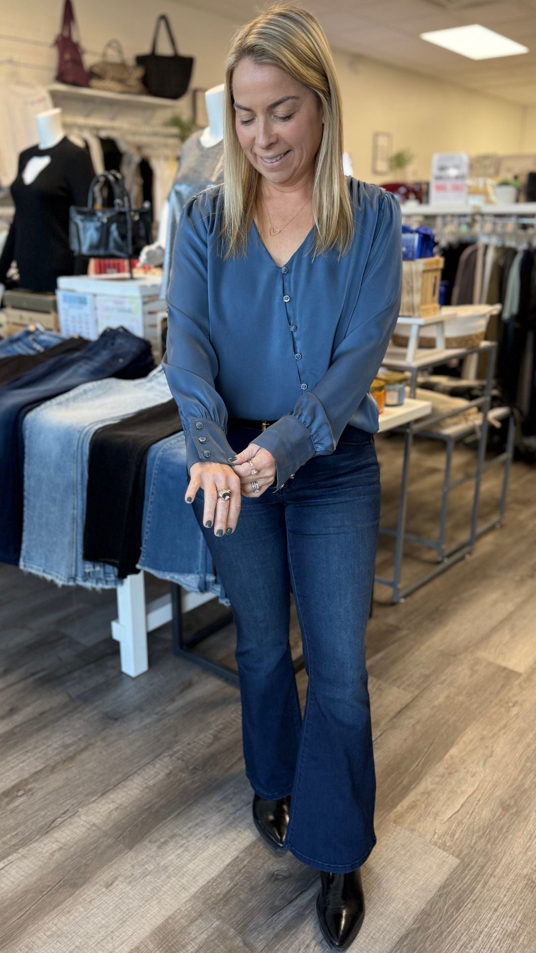 Asymmetrical Front Button Blouse