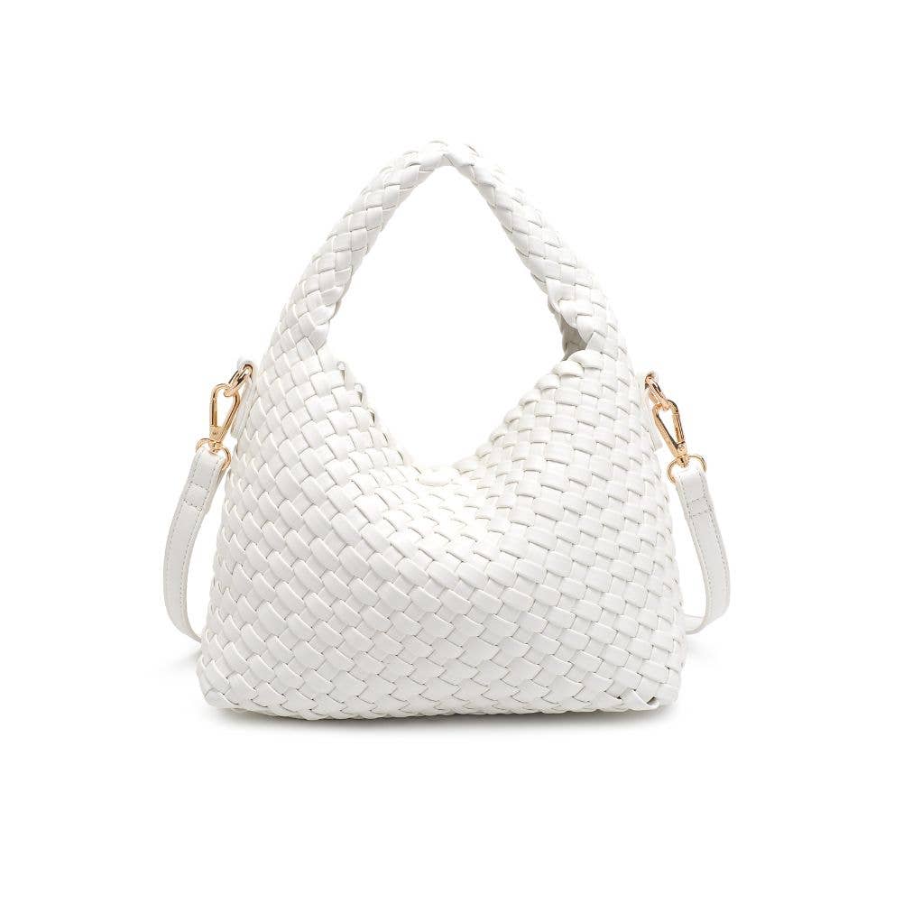 White Woven Vegan Leather Crossbody