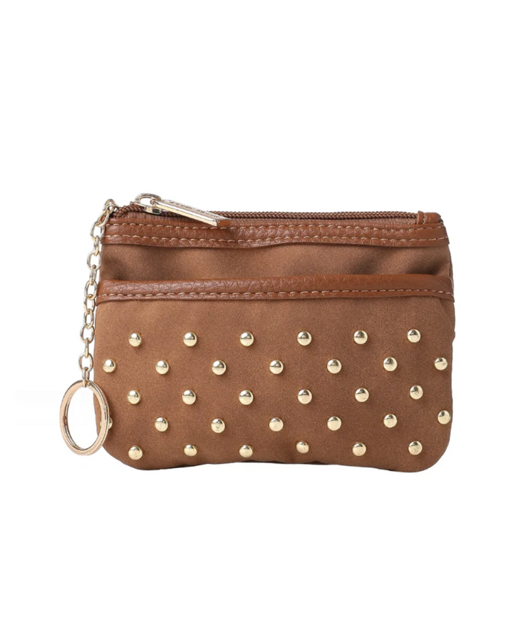 Max Saddle Suede Studded Card Case