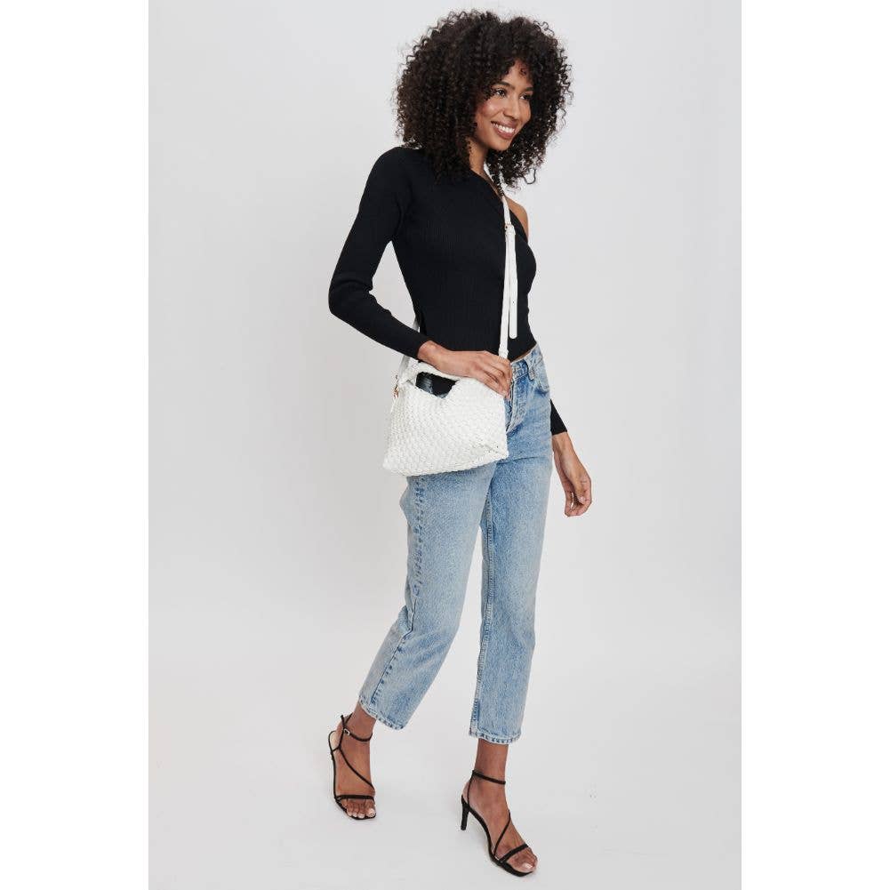 White Woven Vegan Leather Crossbody