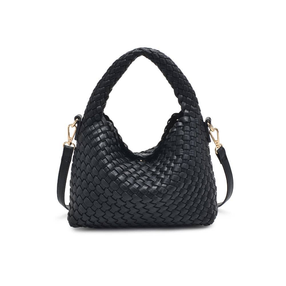 Black Woven Vegan Leather Crossbody