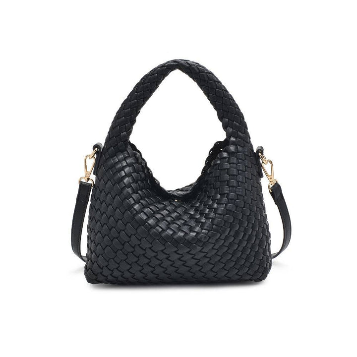 Black Woven Vegan Leather Crossbody
