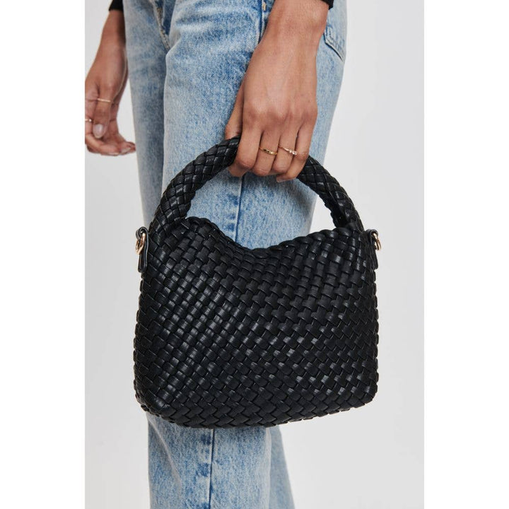 Black Woven Vegan Leather Crossbody