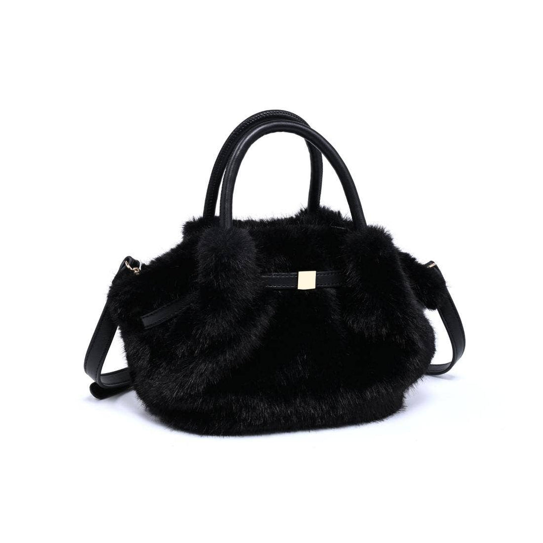 Selena Black Faux Fur Crossbody