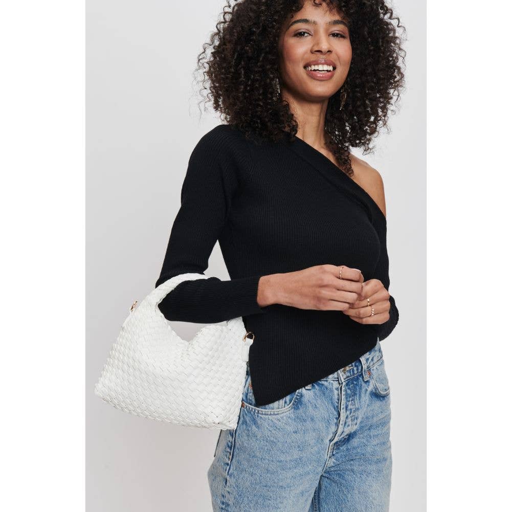 Black Woven Vegan Leather Crossbody