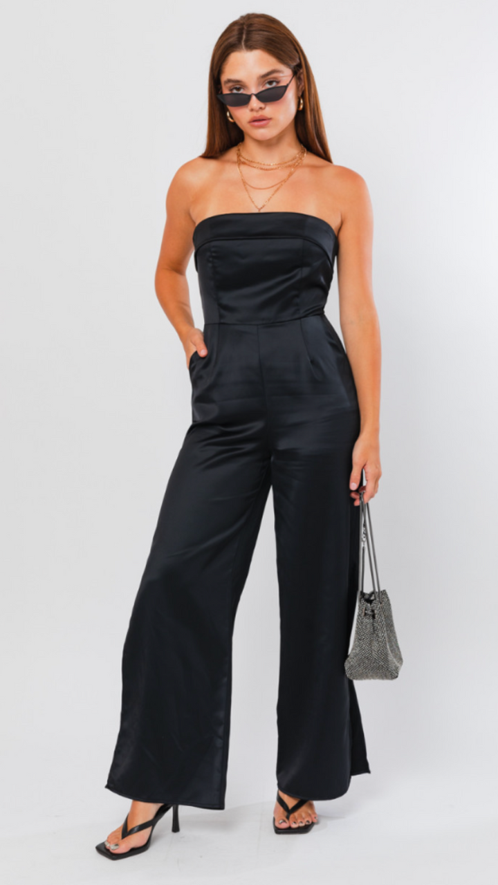 Tube Top Satin Jumpsuit