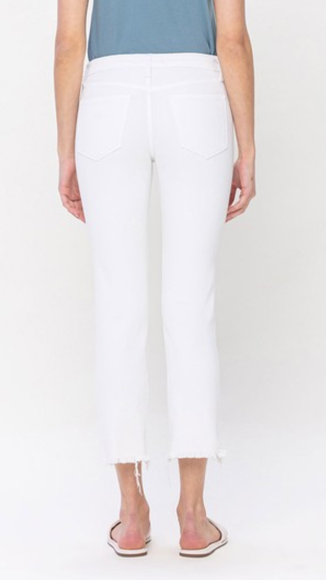 White Mid Rise Slim Straight Jeans